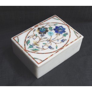 Marble Jewelry Box Semi Precious Stones inlay handicraft home decor and gifts   253815827459